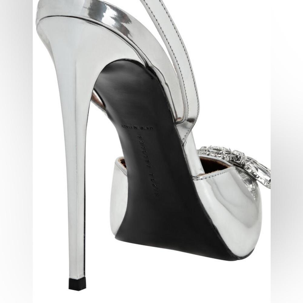Philipp Plein Mirror Leather Ankle Strap Brooch Heels - Picture 3 of 5
